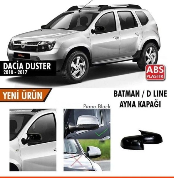 Dacia Duster (2010-2017) için Batman Ayna Kapağı (Parlak Siyah) ürün görseli 1