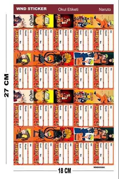 Naruto Okul Etiketi ürün görseli 1