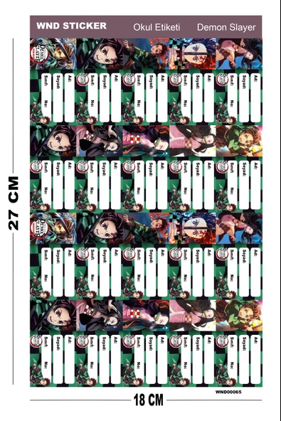 Anime Manga Demon Slayer Okul Etiketi ürün görseli 1