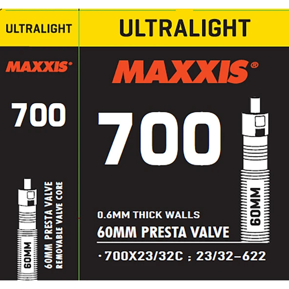 MAXXIS ULTRALIGHT TUBE 700x2332C 60mm PRESTA İÇ LASTİK ürün görseli 1