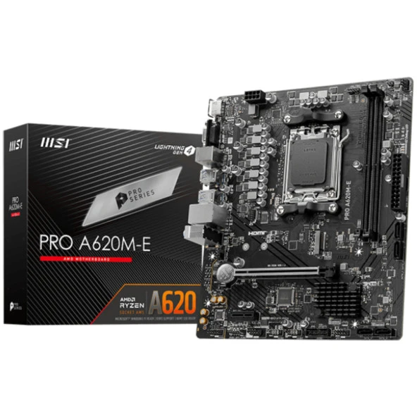 MSI PRO A620M-E A620 DDR5 Vga GLan mATX HDMI M2 USB3.2 AM5 AMD Anakart ürün görseli 1