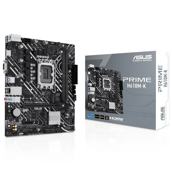 ASUS PRIME H610M-K H610 DDR5 Vga GLan mATX HDMI M2 USB3 RGB 1700p Anakart ürün görseli 1