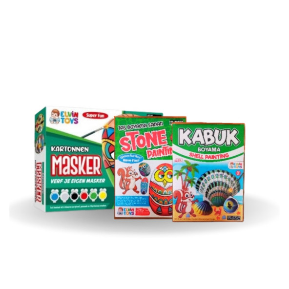UconeX Taş/Kabuk /Maske Boyama Üçlü Eğitici Hobi Set ürün görseli 1