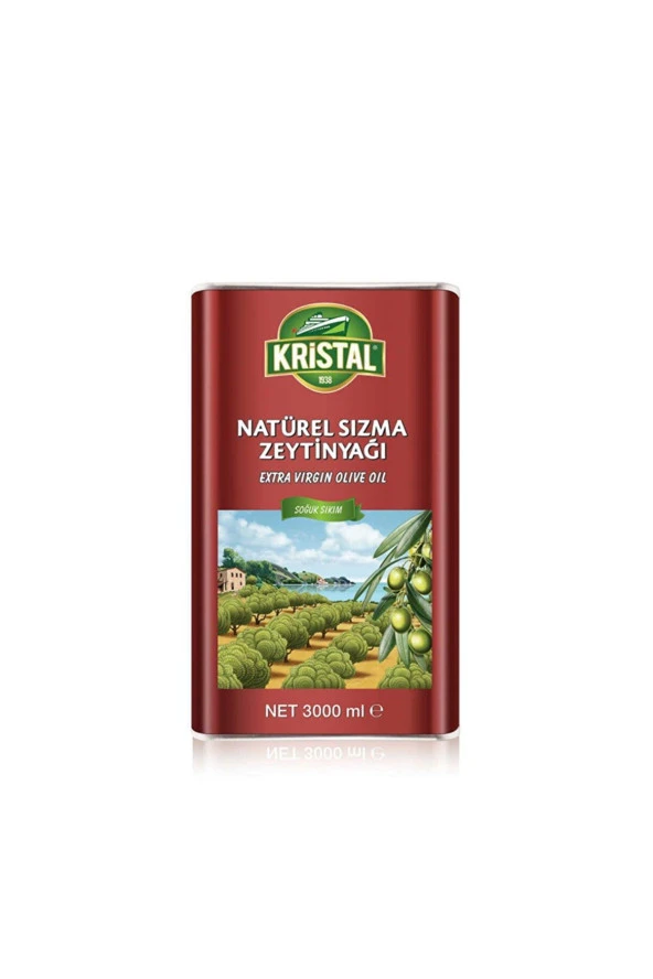 Kristal Natüral Sızma Zeytinyağı 3 Litre Teneke Kutu ürün görseli 1