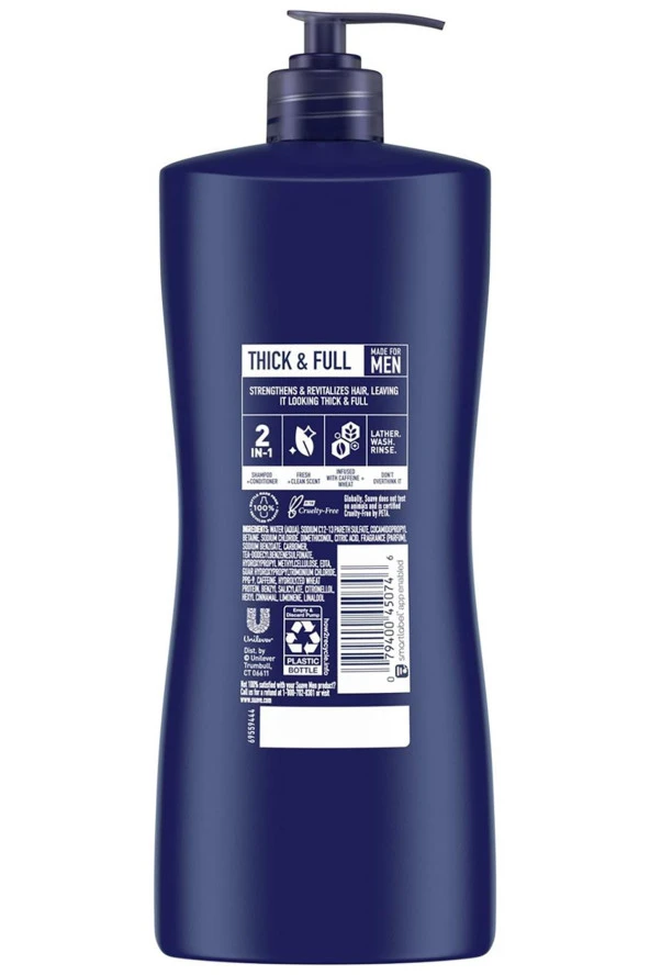 Suave Men Thick & Full 2-in-1 Şampuan 828ML - Resim 2