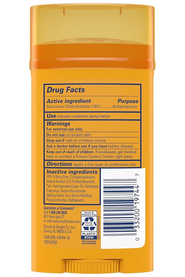 Arm & Hammer UltraMax Active Sport Antiperspirant Stick Deodorant 73GR ürün görseli 1