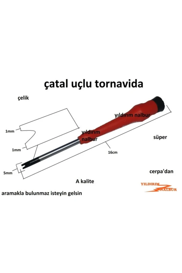Çatal Uçlu Tornavida 5x60 Elektronikçi Tornavida Çiftli ürün görseli 1