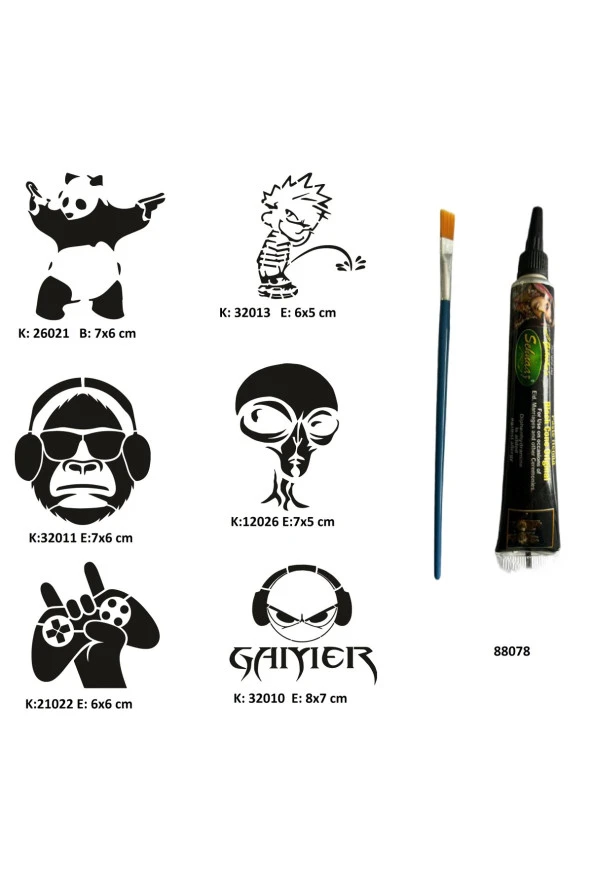 Çılgın Oyuncu Tüp Kına ve Fırça hediyeli Tattoo Geçici Dövme Seti ürün görseli 1