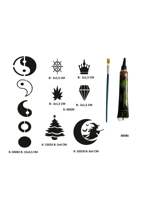 Minimal Parmak ve Sırt Serisi Tüp Kına ve Fırça hediyeli Tattoo Geçici Dövme Seti ürün görseli 1