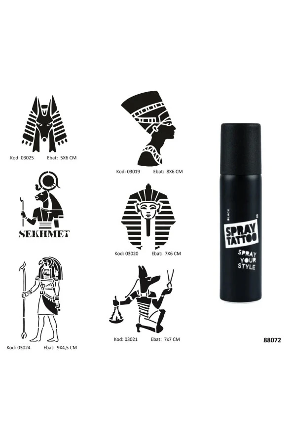 Antik Mısır Tanrıları Spray Tattoo Geçici Dövme Seti Sprey Dövme Kiti ürün görseli 1