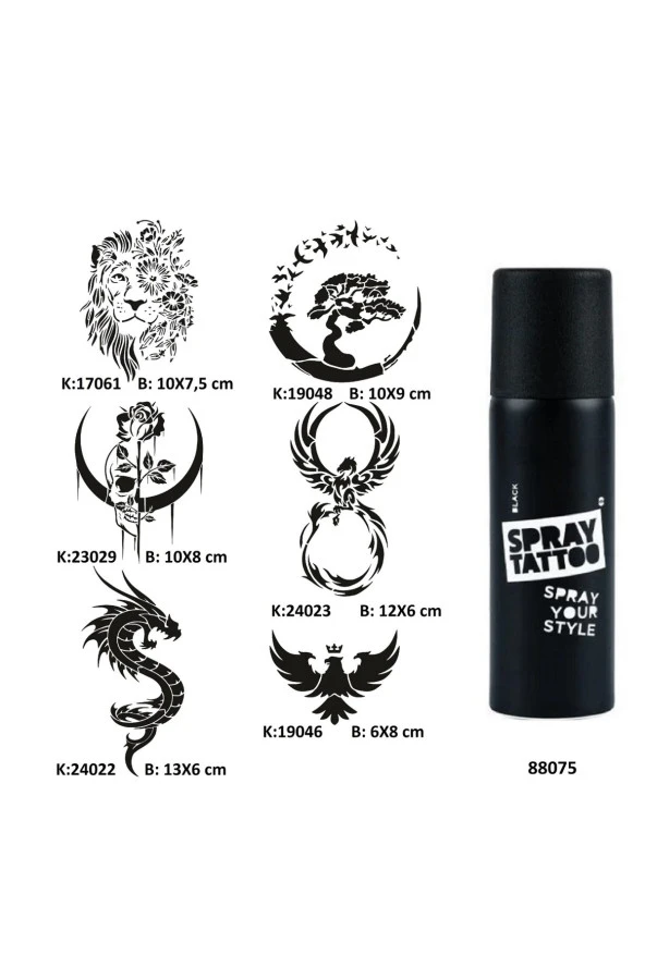 Vahşi Güzellikler Spray Tattoo Geçici Dövme Seti Dark Sprey Dövme Kiti ürün görseli 1