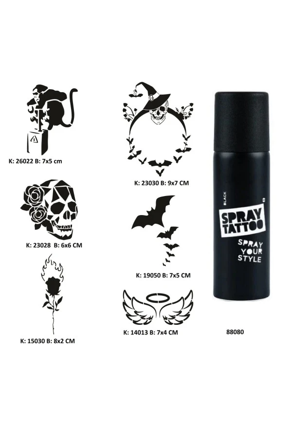 Sıradışı Hayatlar Spray Tattoo Geçici Dövme Seti Dark Sprey Dövme Kiti ürün görseli 1