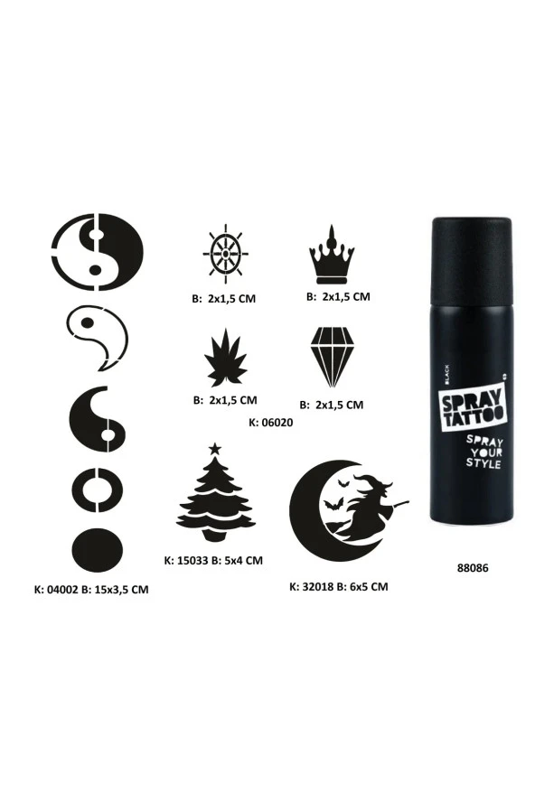 Minimal Parmak ve Sırt Serisi Spray Tattoo Geçici Dövme Seti Dark Sprey Dövme Kiti ürün görseli 1