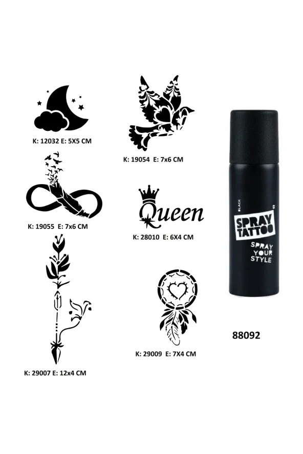 Düş Kapanı Sonsuzluk Spray Tattoo Geçici Dövme Seti Dark Siyah Sprey ürün görseli 1