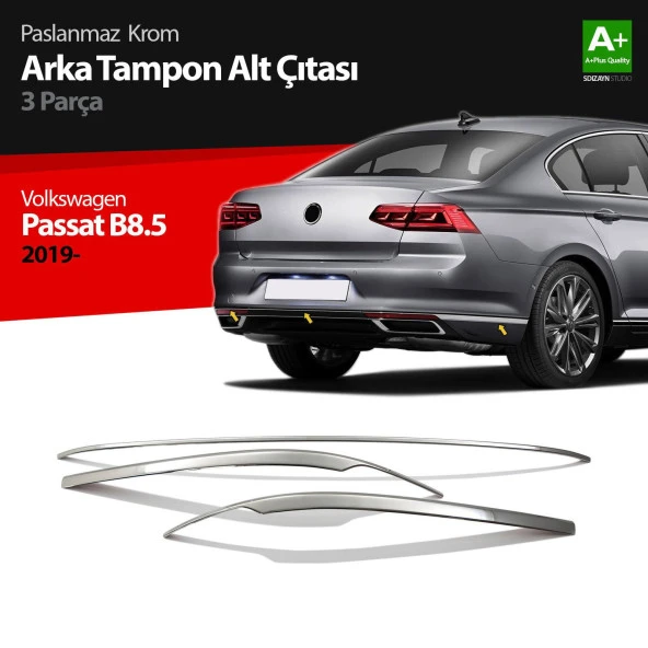 Volkswagen Passat B8.5 için Krom Arka Tampon Alt Çıtası 3 Parça 2019 Ve Üzeri ürün görseli 1