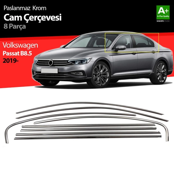 Volkswagen Passat B8.5 için Krom Cam Çerçeve 8 Parça 2019 Ve Üzeri ürün görseli 1