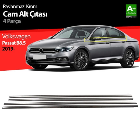 Volkswagen Passat B8.5 için Krom Cam Çıtası 4 Parça 2019 Ve Üzeri ürün görseli 1