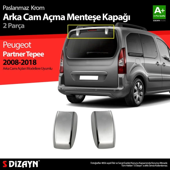 Partner Tepee Krom için Arka Cam Açma Menteşe Kapağı 2 Parça 2008-2018 ürün görseli 1