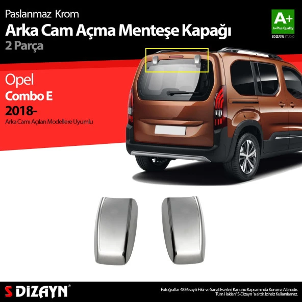 Opel Combo Krom için Arka Cam Açma Menteşe Kapağı 2 Parça 2019 Üzeri ürün görseli 1