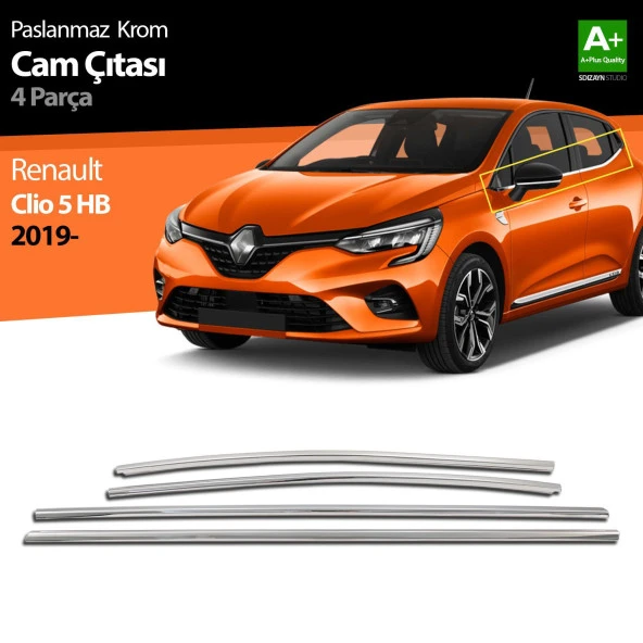 Renault Clio 5 için Krom Cam Çıtası 4 Parça 2019 Ve Üzeri ürün görseli 1