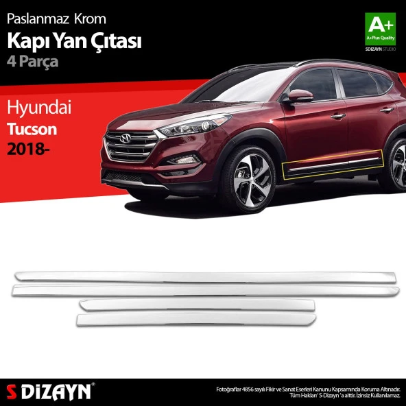Hyundai Tucson Krom için Kapı Yan Çıtası 4 Parça 2018 Üzeri ürün görseli 1