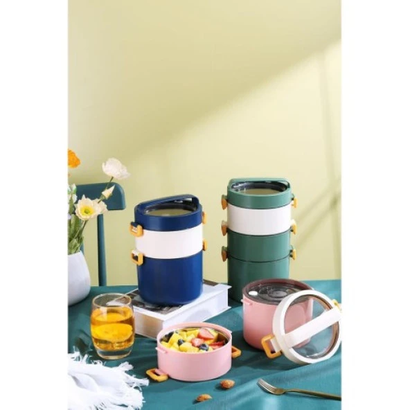 Backpacker Paslanmaz Çelik Yemek Kutusu 1800ML Mavi - Resim 3