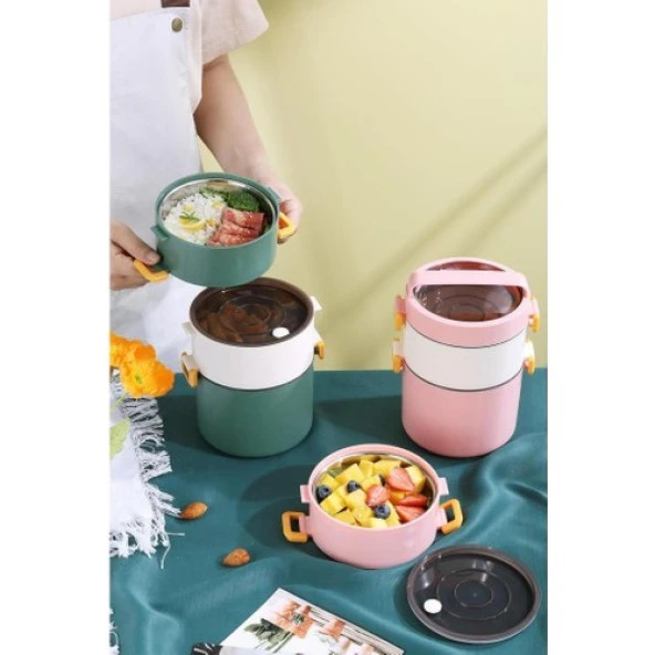 Backpacker Paslanmaz Çelik Yemek Kutusu 1800ML Mavi - Resim 4