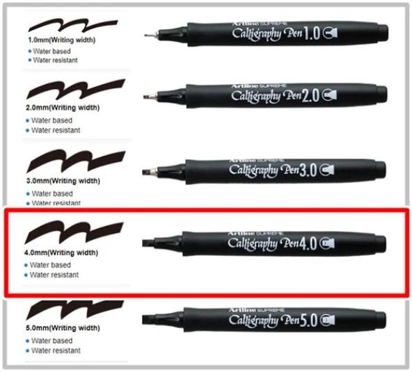 Artline Calligraphy Çizim Kalemi 4,0 Mavi Kesik Uç ürün görseli 1