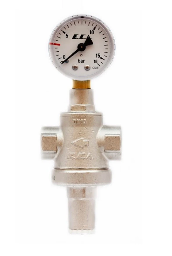 ECA 3/4 Manometreli Su Basınç Düşürücü Pistonlu İç Vida X İç Vida Rakorsuz 602111010 ürün görseli 1