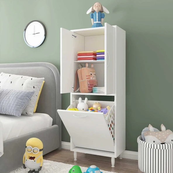MODİLAYN Gamzem GENÇ ODASI 55x138 cm Oyuncak Sepetli Çocuk Odası Dolabı ürün görseli 1