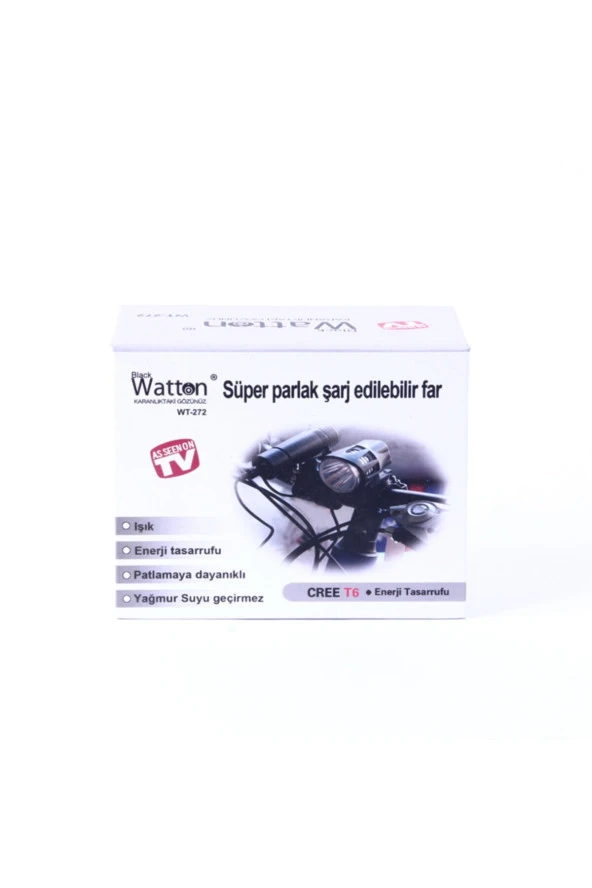 Watton Profesyonel Bisiklet Lambası Black Wt-272 - Resim 2