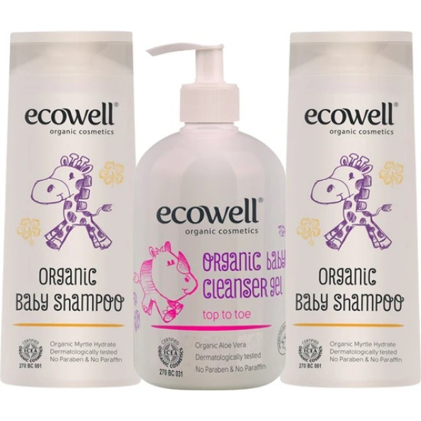 Ecowell Organik Bebe Şampuanı 2 Adet + Organik Temizleme Jeli ürün görseli 1
