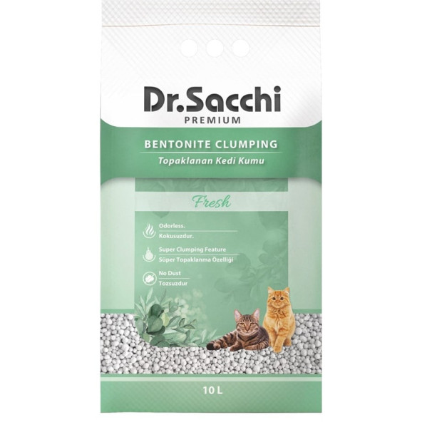 Dr.Sacchi Bentonit Fresh Kedi Kumu 10 Lt ürün görseli 1
