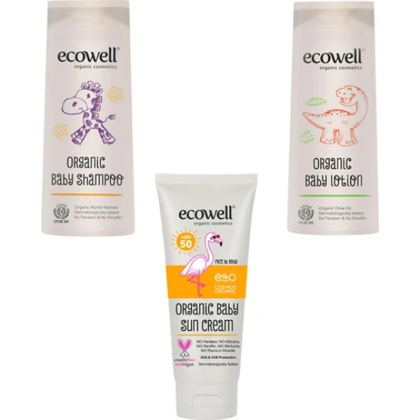 Ecowell Organik Bebek Bakım 3lü Set (Şampuan-Losyon-Bebek Güneş Kremi) ürün görseli 1