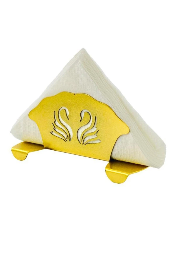 Metal Mat Gold Kaplama Kuğu Motifli Sofra Peçetelik ürün görseli 1