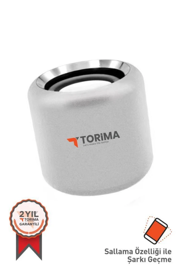 Torima D12 Taşınabilir Kablosuz Bluetooth Hoparlör Gümüş ürün görseli 1