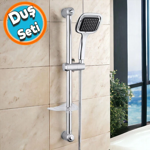 Duş Seti Sürgülü Banyo Duş Başlığı Seti Fiskiyesi Telefonu Kare Başlık Metal Hortum ürün görseli 1