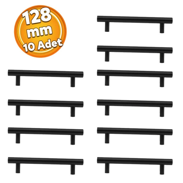 10 Adet Gül Boylu Siyah Mobilya Mutfak Dolap Çekmece Dolabı Metal Kulpu Kulbu Kulpları 128 Mm ürün görseli 1