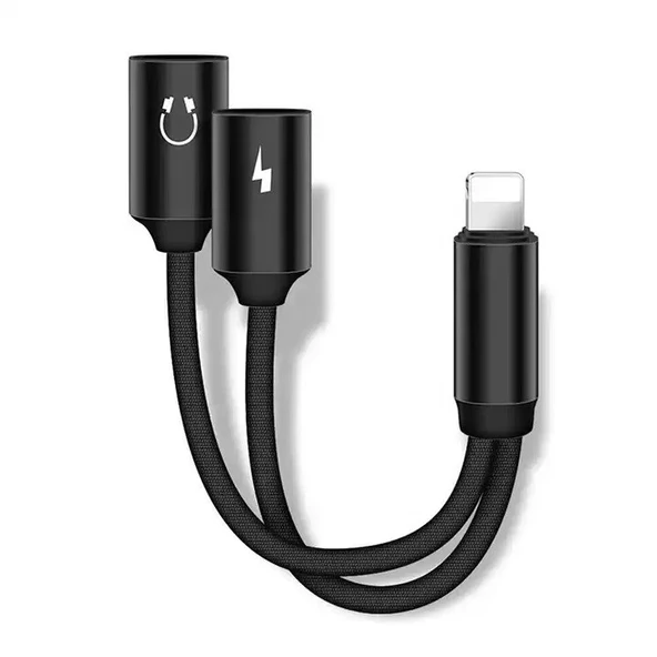 Tonex SX-06 Nylon Örgü Lightning To Lightning Şarj ve 3.5 mm  Kablo Kulaklık Dönüştürücü ürün görseli 1