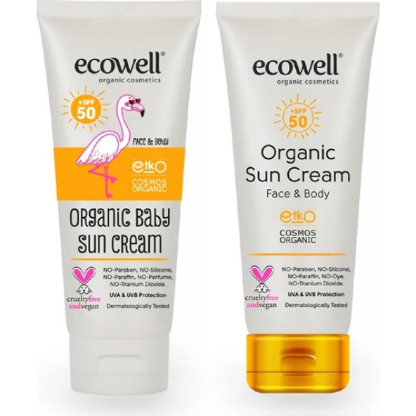 Ecowell Organik Güneş Kremi Seti 50 Spf (Bebek + Yetişkin) ürün görseli 1