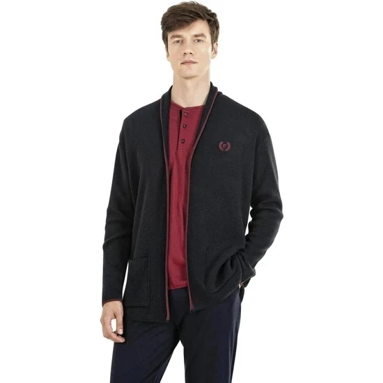 Pierre Cardin Erkek Çeyizlik Uzunkollu Pijama ve Triko Sabahlık 3'lü Set Takım ürün görseli 1