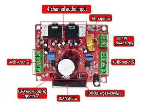 TDA7850 4x50W Amplifikatör Modülü - Resim 2