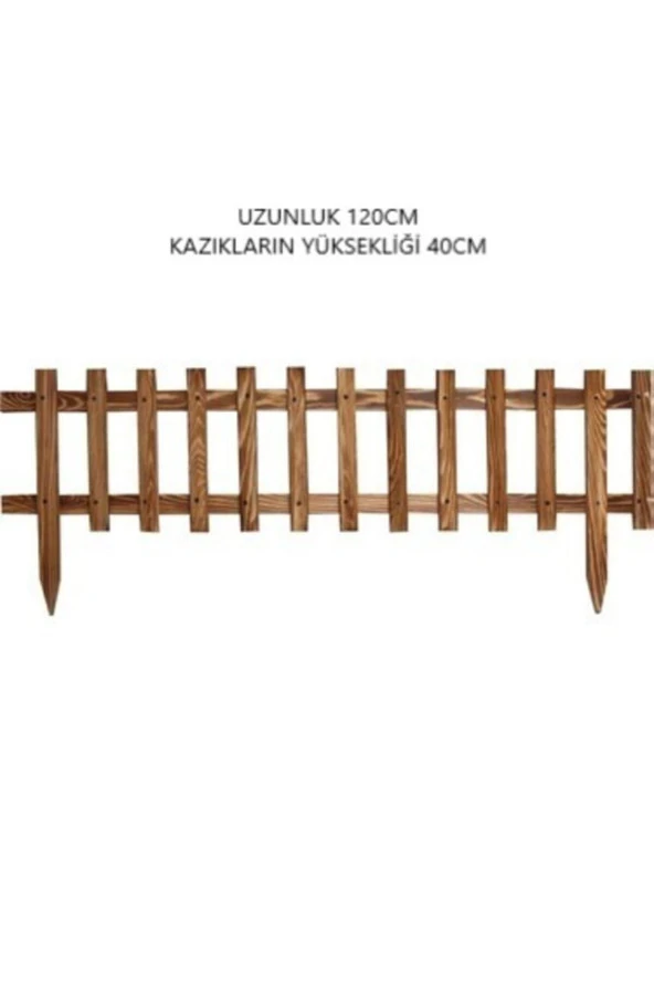 Ahşap Kazıklı Bahçe Çit 120x25/40 Cm Sınır Çit 5 Adet ürün görseli 1