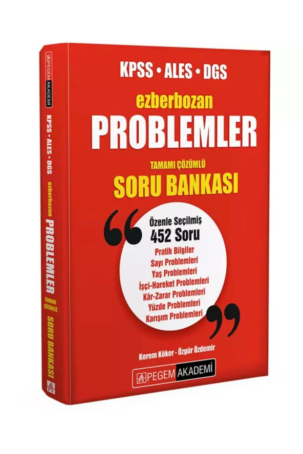 Pegem Kırmızı Problemler KPSS-ALES-DGS Tamamı Çözümlü Soru Bankası ürün görseli 1