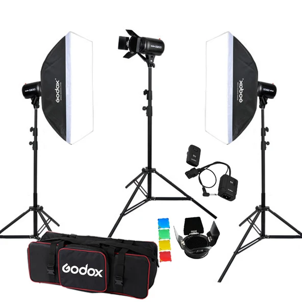 Godox E250 3'lü Paraflaş Set + Çekim Çadırı 60x60 cm - Resim 3
