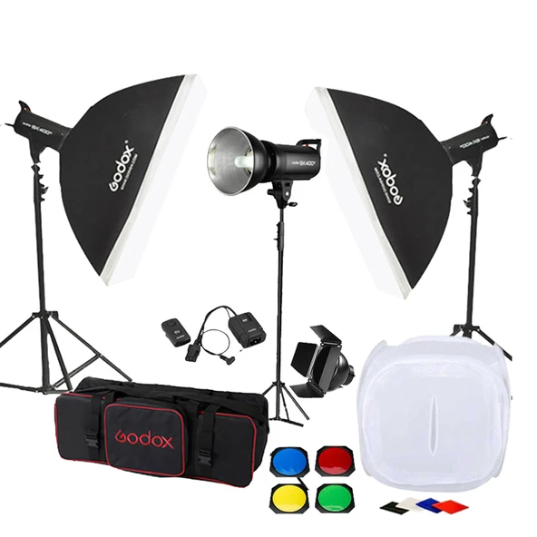 Godox SK400 3'lü Paraflaş Set + Çekim Çadırı 60x60cm ürün görseli 1