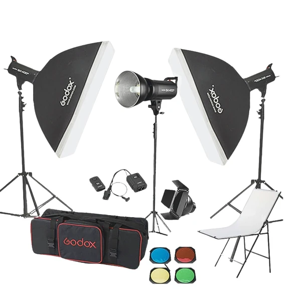 Godox SK400 3'lü Paraflaş Set + Çekim Masası 60x100cm ürün görseli 1