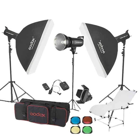 Godox SK400 3'lü Paraflaş Set + Çekim Masası 60x130cm ürün görseli 1