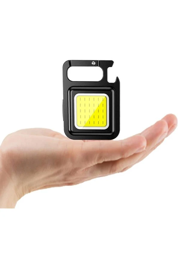 Led Anahtarlıklı Metal Kasa El Feneri Şişe Açacağı Usb’li Şarj Edilebilir Cep Boy Cob Led 800mah ürün görseli 1