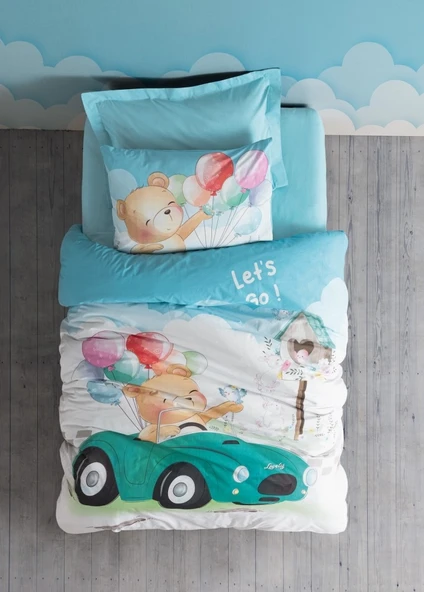 Cotton box Junıor Ranforce Tek Kişilik Nevresim Takımı lastikli çarşaflı  Buddy Mavi ürün görseli 1